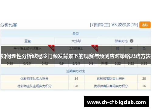 如何理性分析欧冠冷门频发背景下的观赛与预测应对策略思路方法